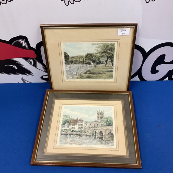 Signed Glyn Martin print of Henley on Thames river scene.