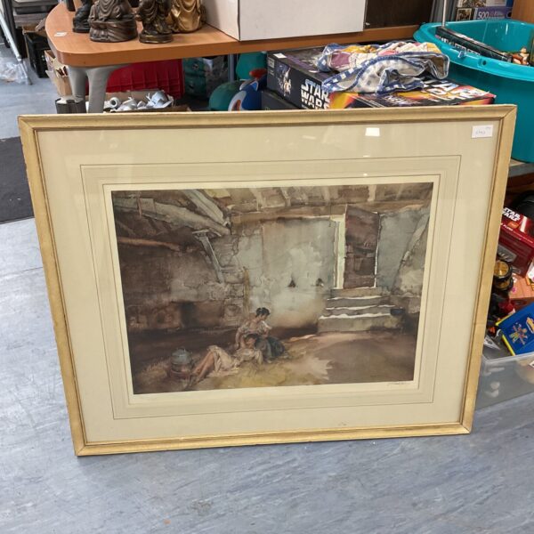 Signed William Russell Flint print, “Retreat from the Sun”, hunting scene.