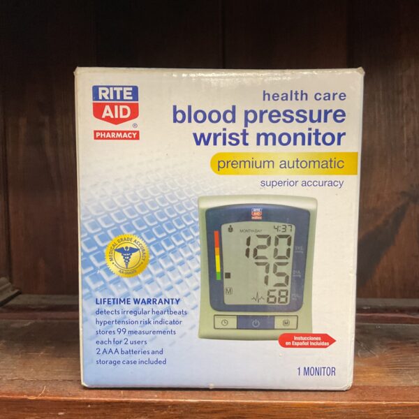 Rite Aid automatic blood pressure monitor with digital display.