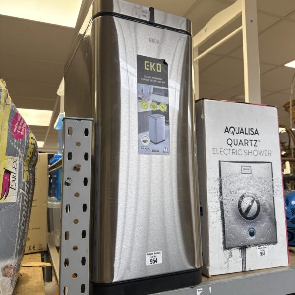 Stainless steel Eko Deluxe Phantom sensor bin for kitchen use.
