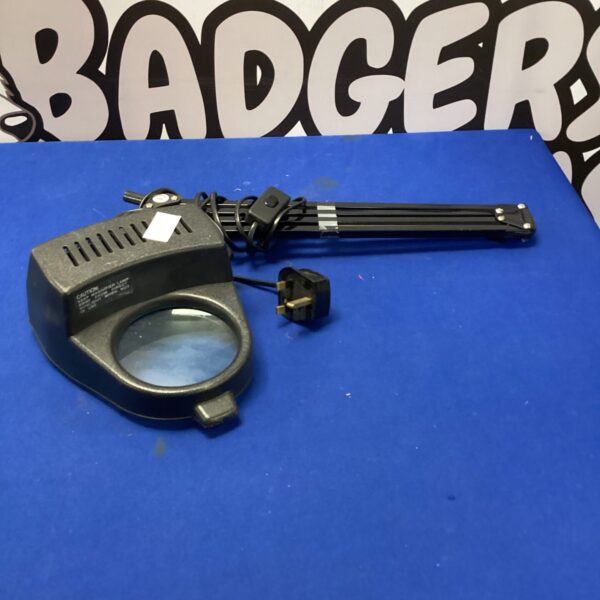 Vintage engineers magnifying lamp with flexible arm.