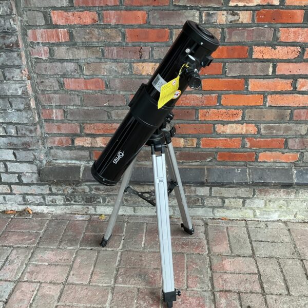 Vintage Optus PLU 6099 telescope on tripod for astronomy.
