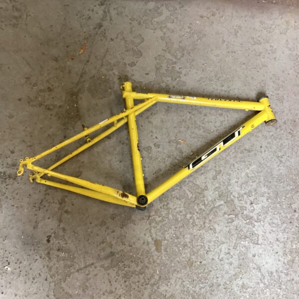Vintage GT Reynolds 525 steel mountain bike frame for restoration.