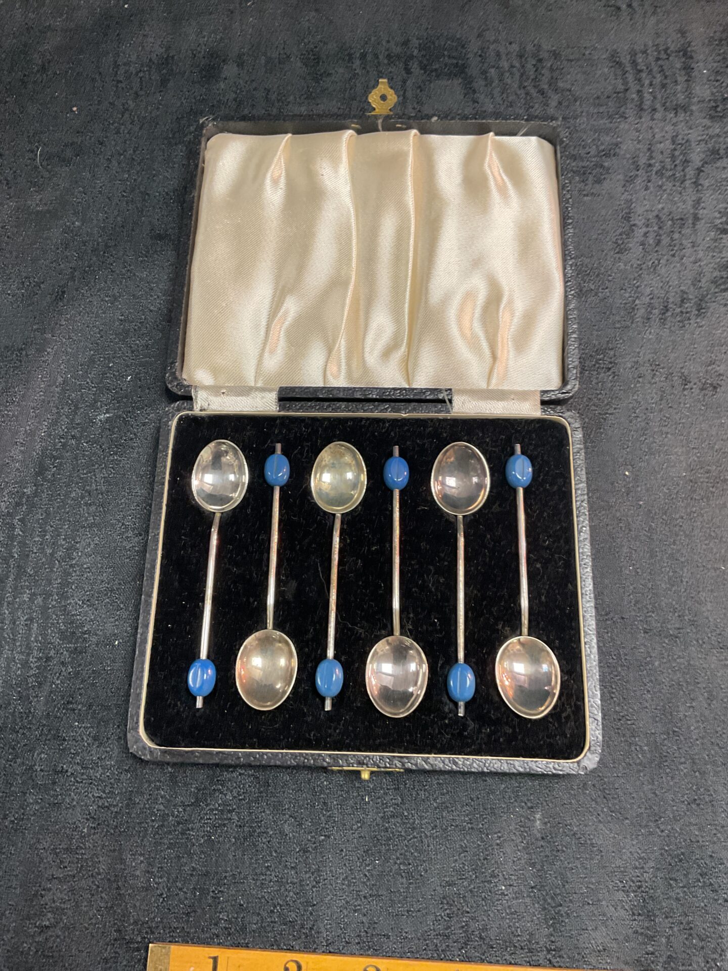 704 Set of Silverplate coffee bean spoons