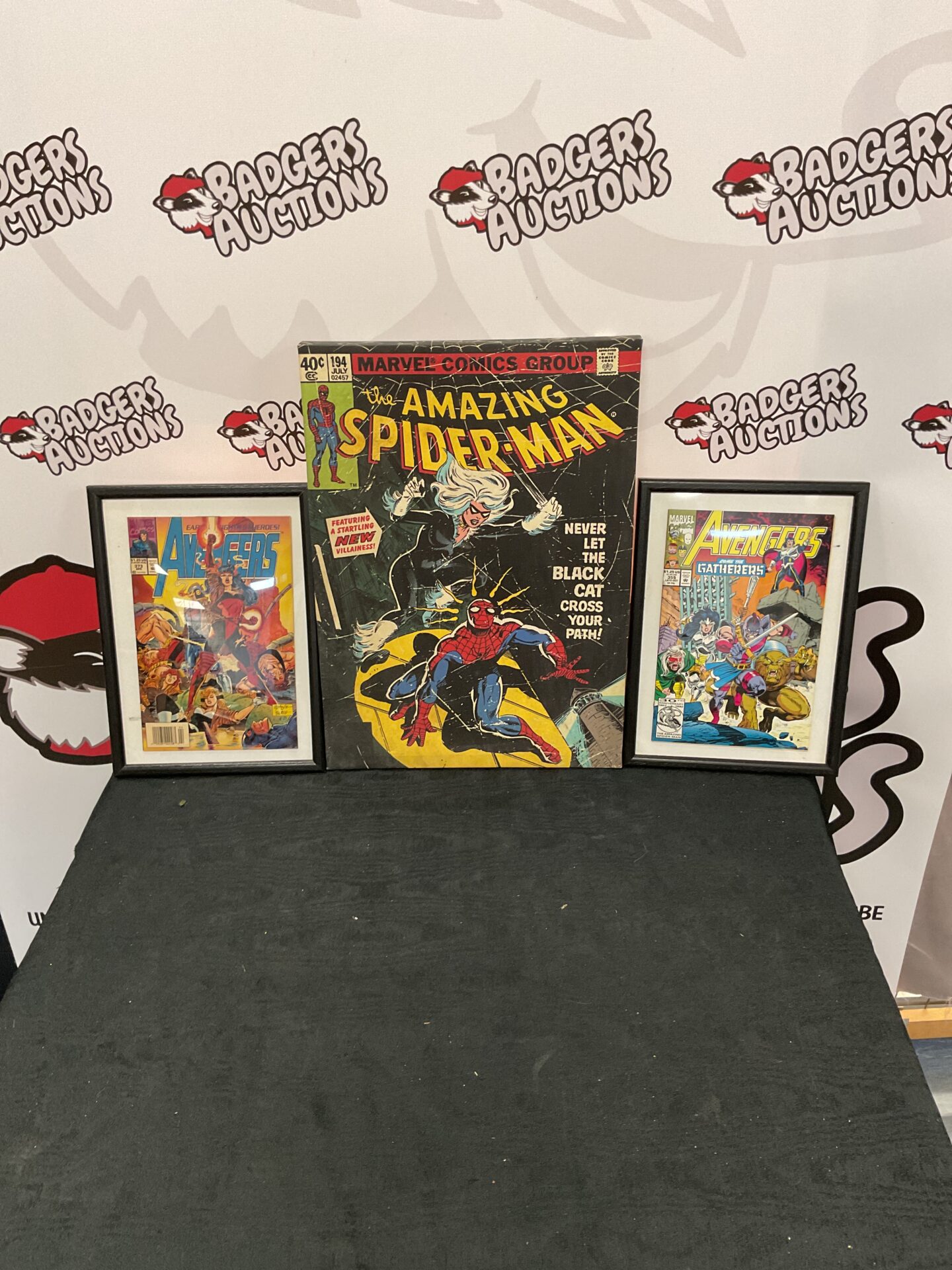 363 Box of retro avangers prints and framed