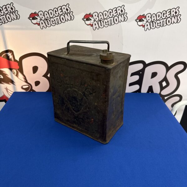 Vintage BP Shellmex fuel can with brass cap.