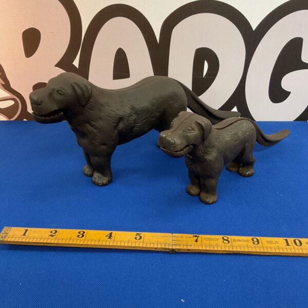 Vintage cast iron dog nutcrackers, detailed canine design.