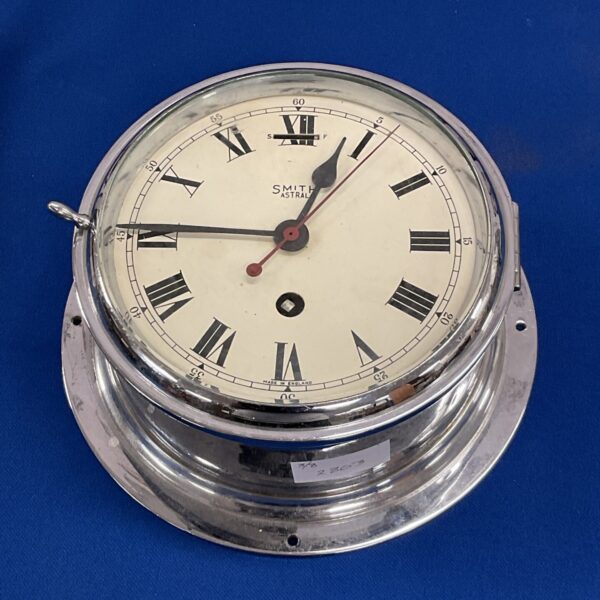 Vintage Smiths Astral bulkhead clock with chrome casing.