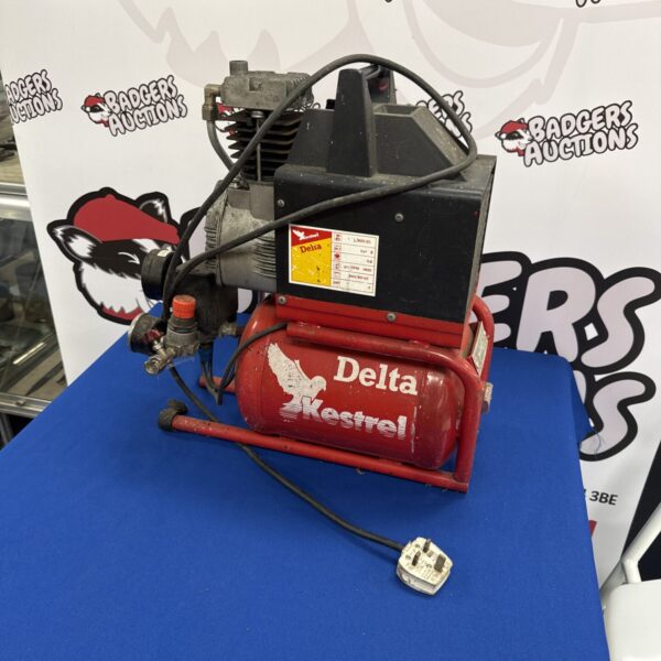 Red Kestrel Delta mini air compressor for workshop or garage use.
