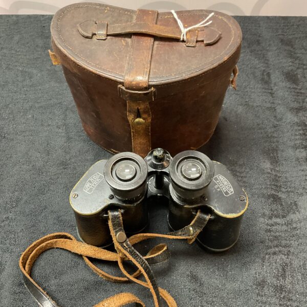 Antique Carl Zeiss Jena 6x binoculars in a leather case.