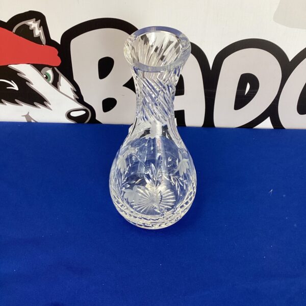 Elegant Stuart Crystal Fuchsia Cascade vase with floral design.