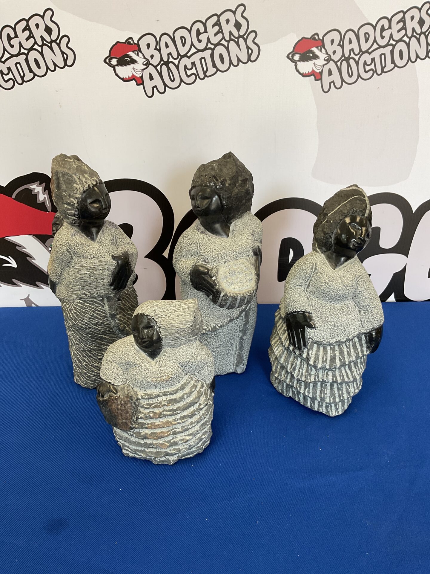 268 Four signed lameek mullion shana stone sculptures