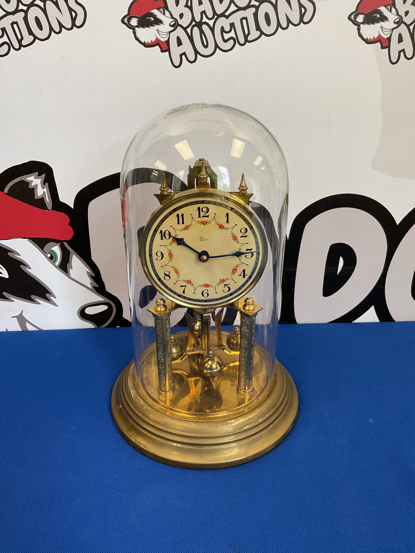 021 Vintage kess glass domed anniversary torsion clock