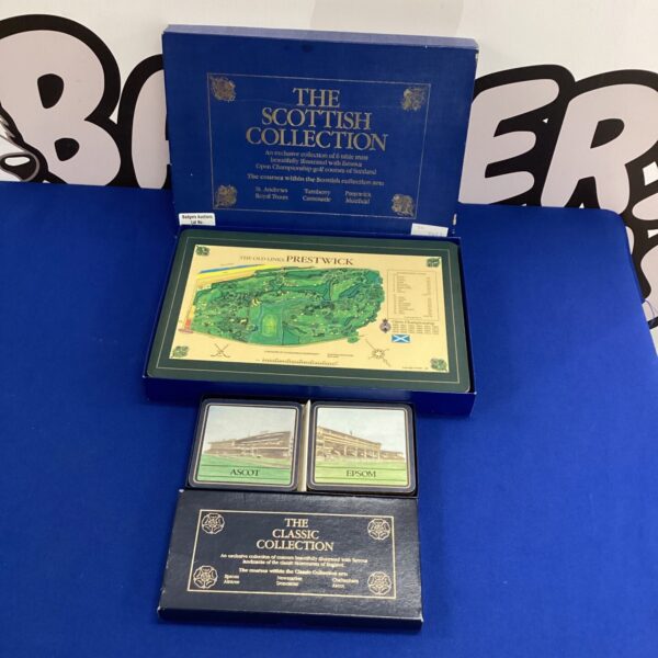 Vintage set of Scottish and race course table mats for collectors.