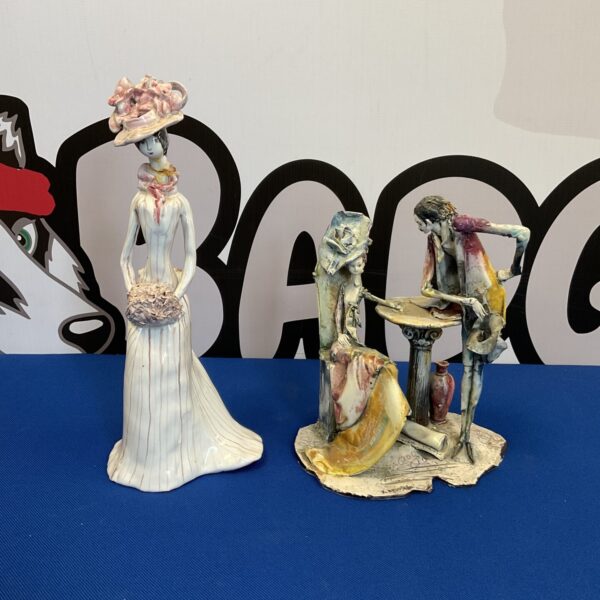 Vintage Papini lovers ornament, detailed ceramic figurine.