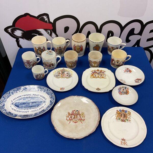 Antique Georgian and Victorian commemorative cups and plates collection.