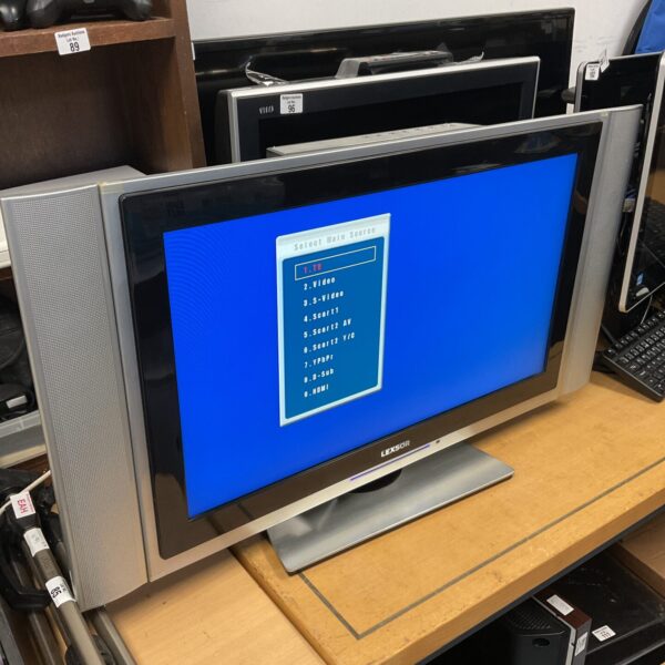 Front view of a used Lexor 27 inch LCD television.