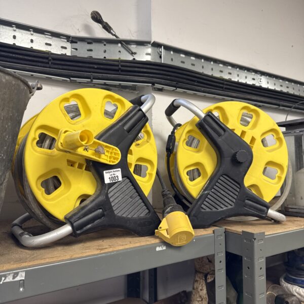Yellow LED rope light reel for portable illumination.
