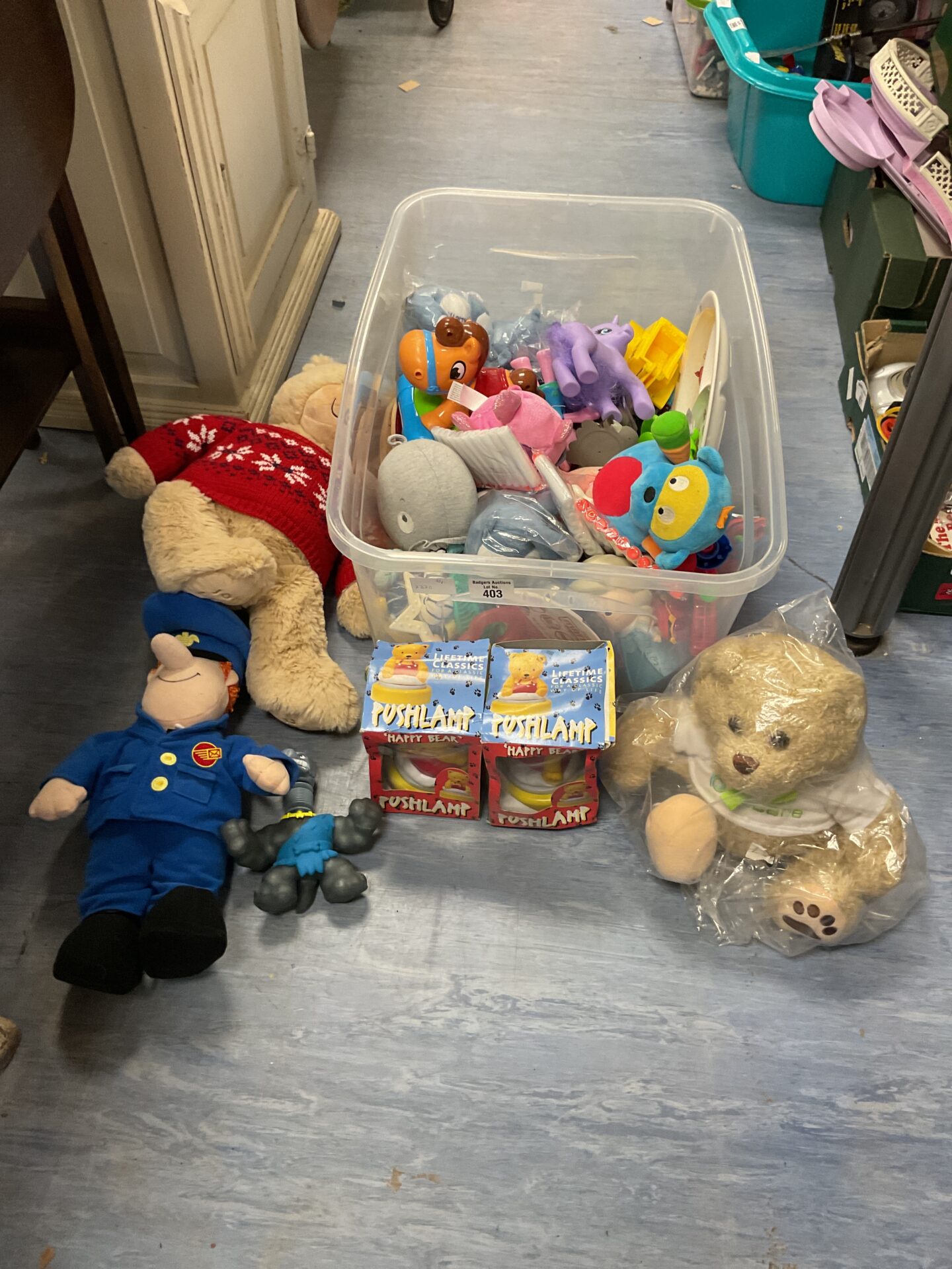 403 Large box of mixed toys inc nee teddy bears, my little pony and more