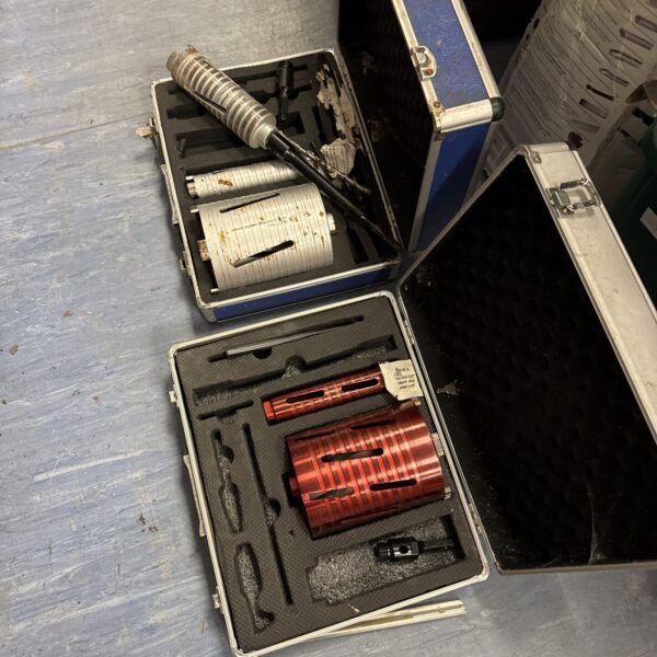 Core drilling bits in a box, including Mexco brand tools.
