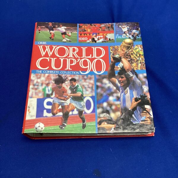 Vintage World Cup 90 Orbis binder cover with football imagery.