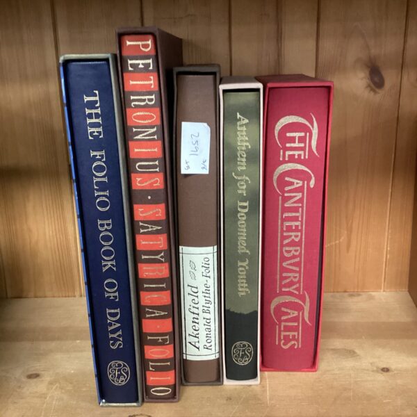 Folio Society book collection including Canterbury Tales and Book of Days.