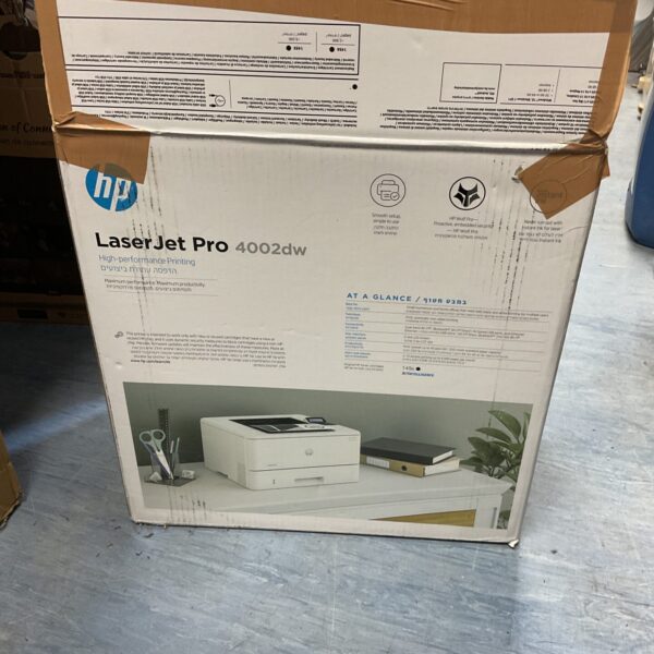 HP LaserJet Pro 4002dw printer in as-found condition, suitable for parts.