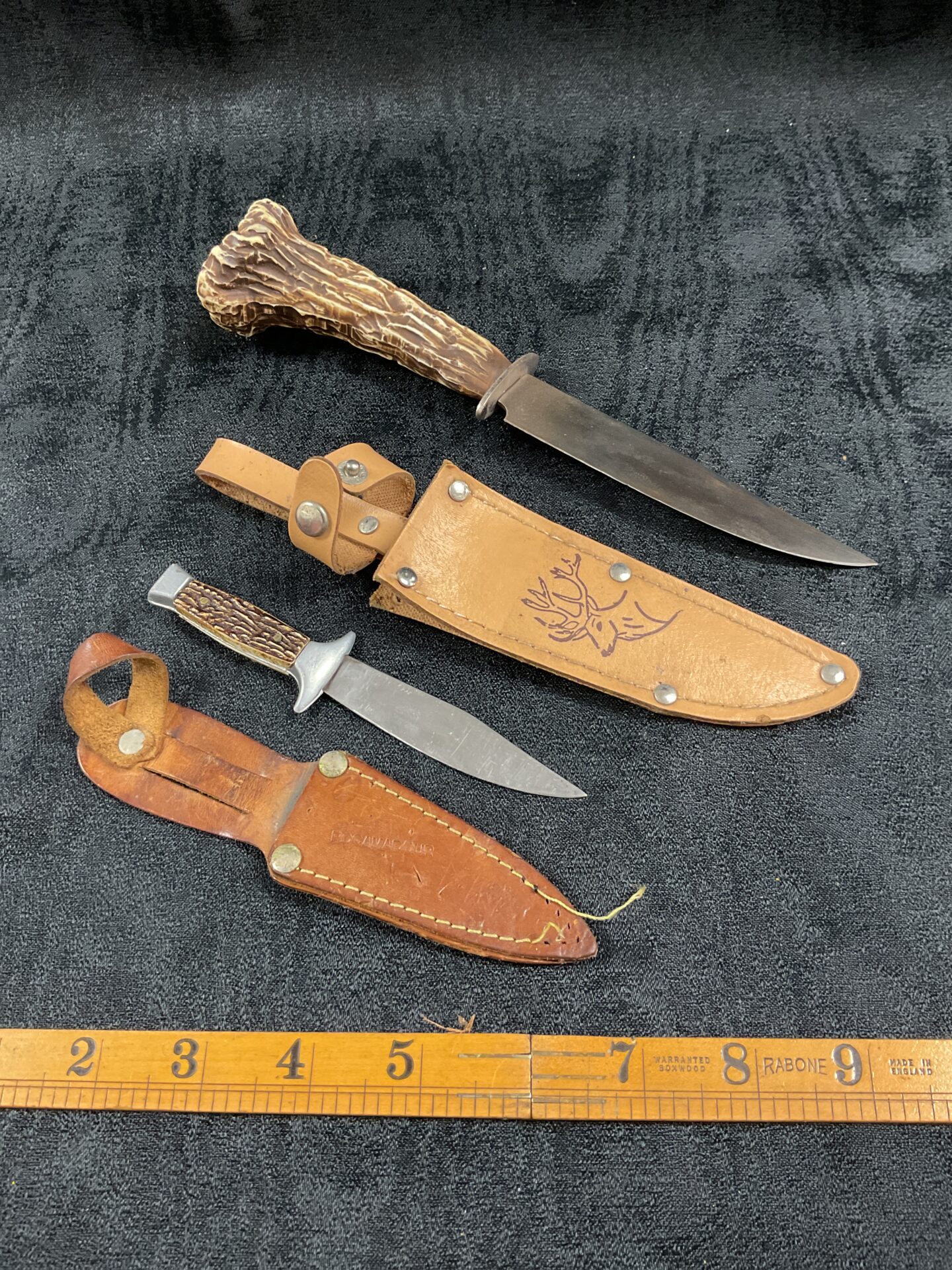 795 Two horn handled German sheath knives