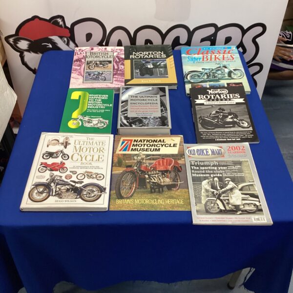 Lot of vintage motorcycle books including Norton Rotaries.