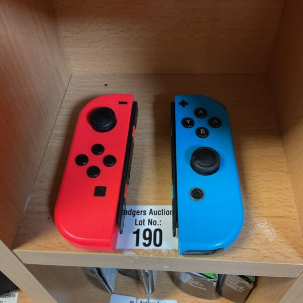 Red and blue Nintendo Switch Joy-Con pair for gaming.