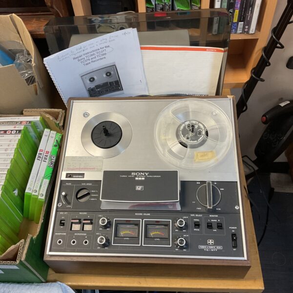Vintage Sony tc-377 reel to reel tape recorder in unrestored condition.