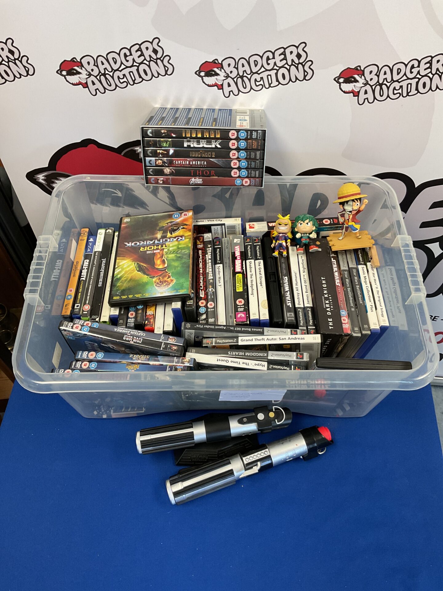197 Box of dvds & games including sony PlayStation