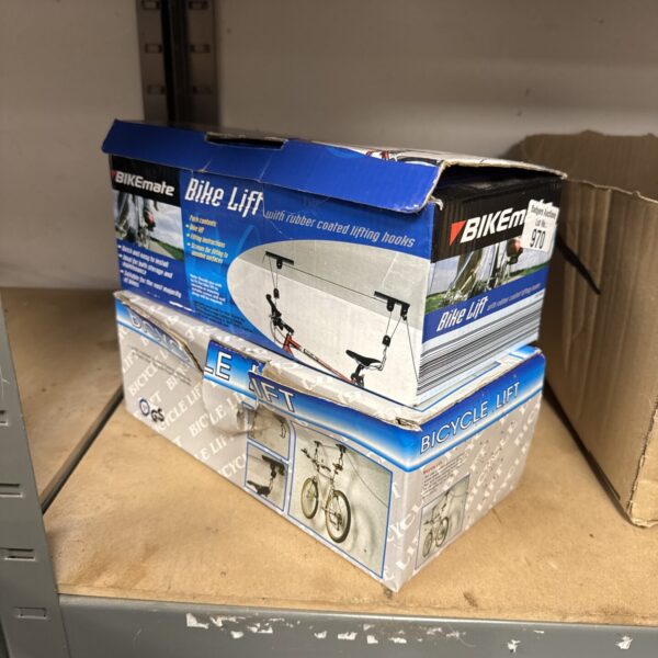 Used Bikemate bicycle lift for garage storage.