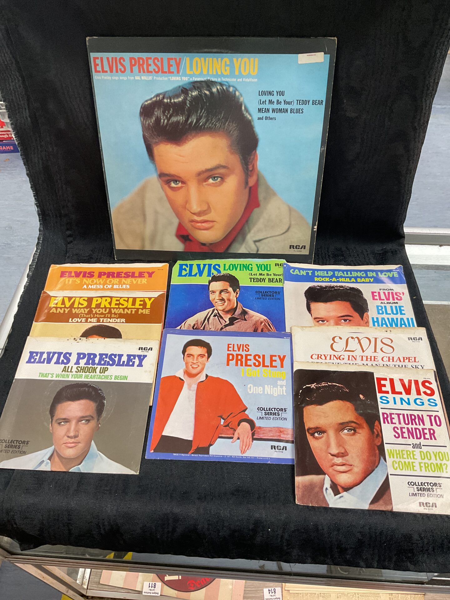 812 Collection of Elvis Presley 7” and a 12” Vynl