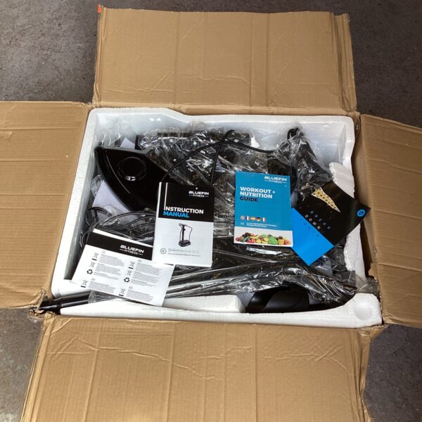 Sealed Bluefin Fitness machine in original packaging, ready for home use.