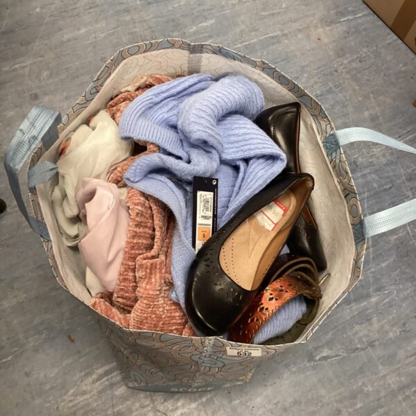 Ladies clothing bundle with shoes, cardigans and tops.