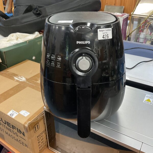 Black Philips HD9252 air fryer on a countertop.