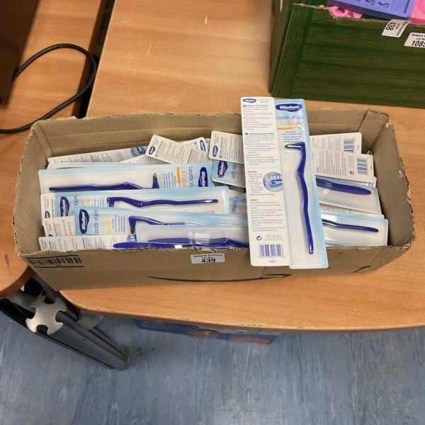 New Wisdom Tooth Stain Erasers in original packaging, dental hygiene tools.