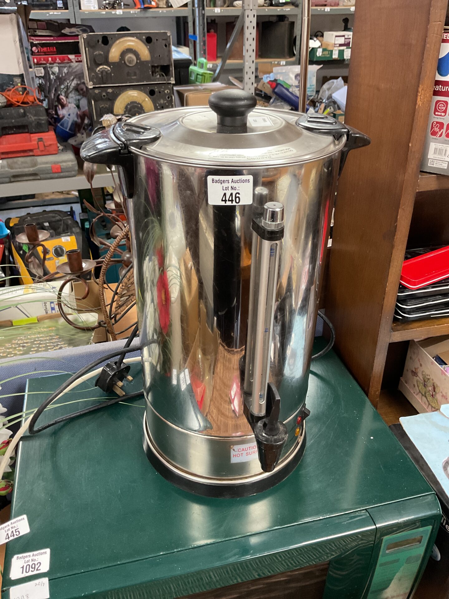 446 Hot water urn powers on