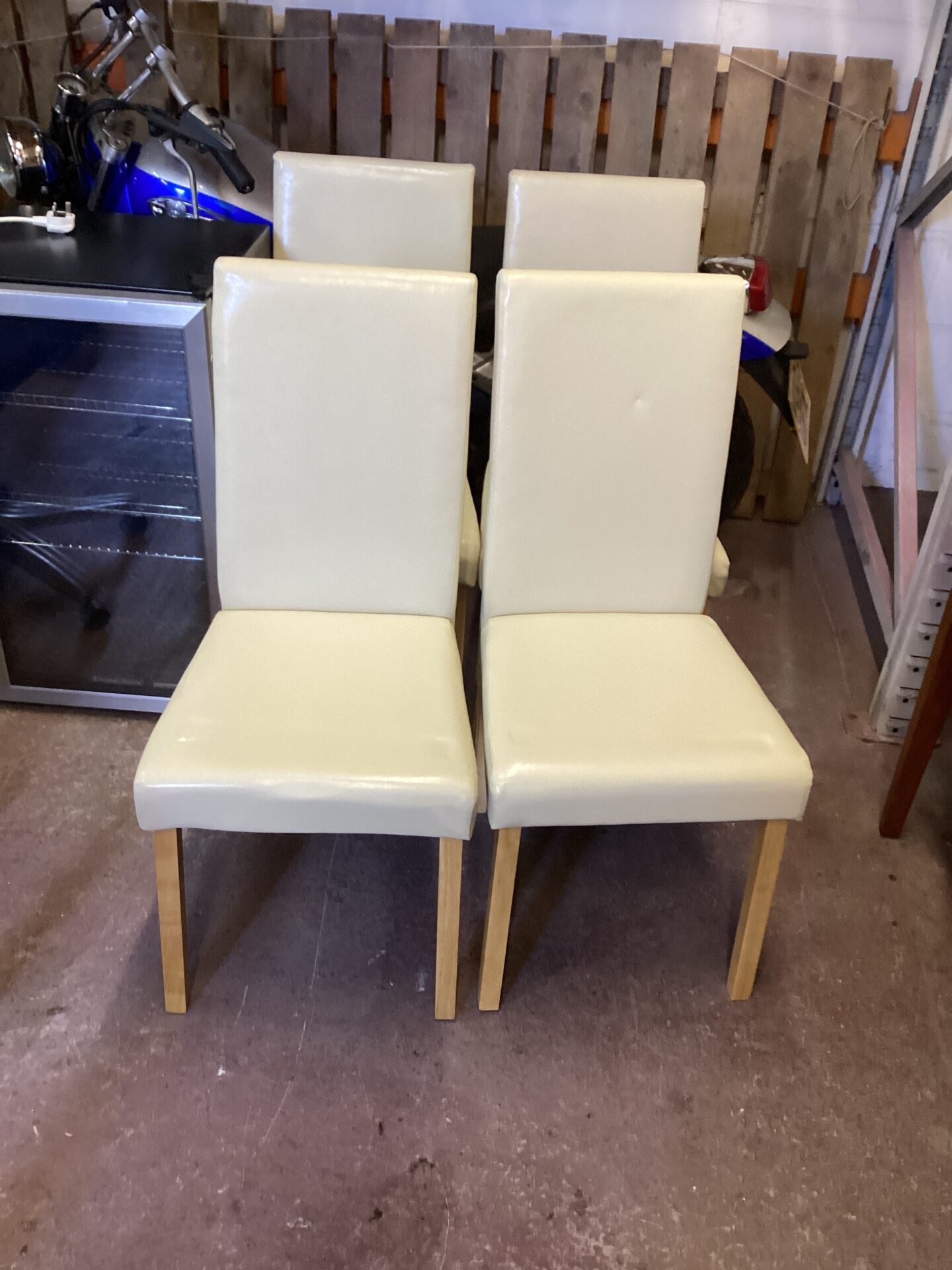 1020 Four Dunelm Cream Coloured leather effect Dining Chairs