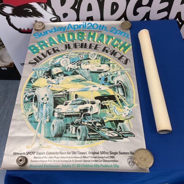 Vintage Brands Hatch Silver Jubilee racing poster from April 20th.