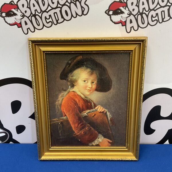 Antique framed print of the young scholar by Francois Hubert Drouais.