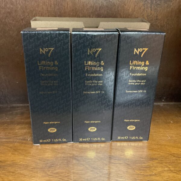Sealed bottles of No7 Lifting and Firming Foundation for sale.