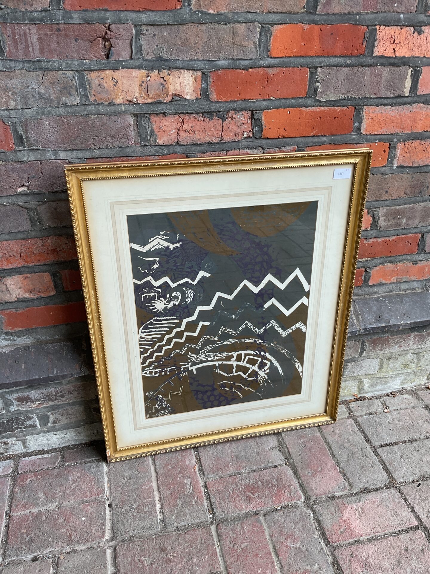 695 20th century modernist screen print landscape with mountains