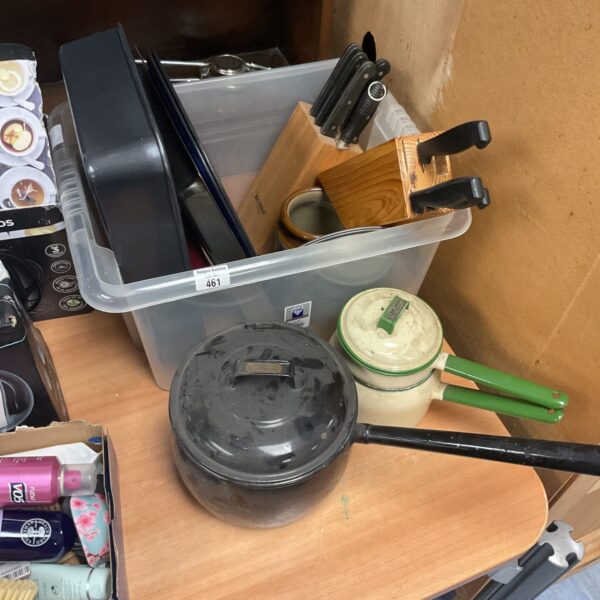 Vintage Judge enamelled cookware set with various pots and pans.
