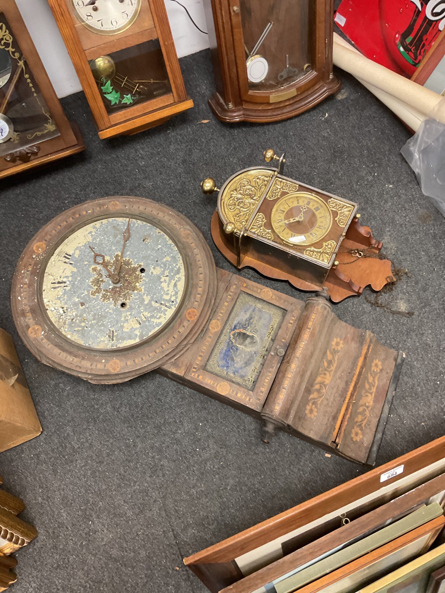 735 Antique American superior 8 day wall clock for restoration & mechanical wall clock