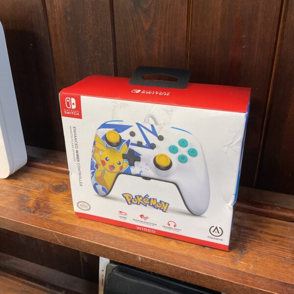 Nintendo Switch Pikachu Power A wired controller for gaming.