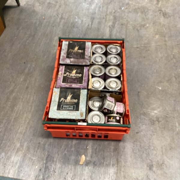 Multiple canisters of Prema ethanol chafing fuel for catering.