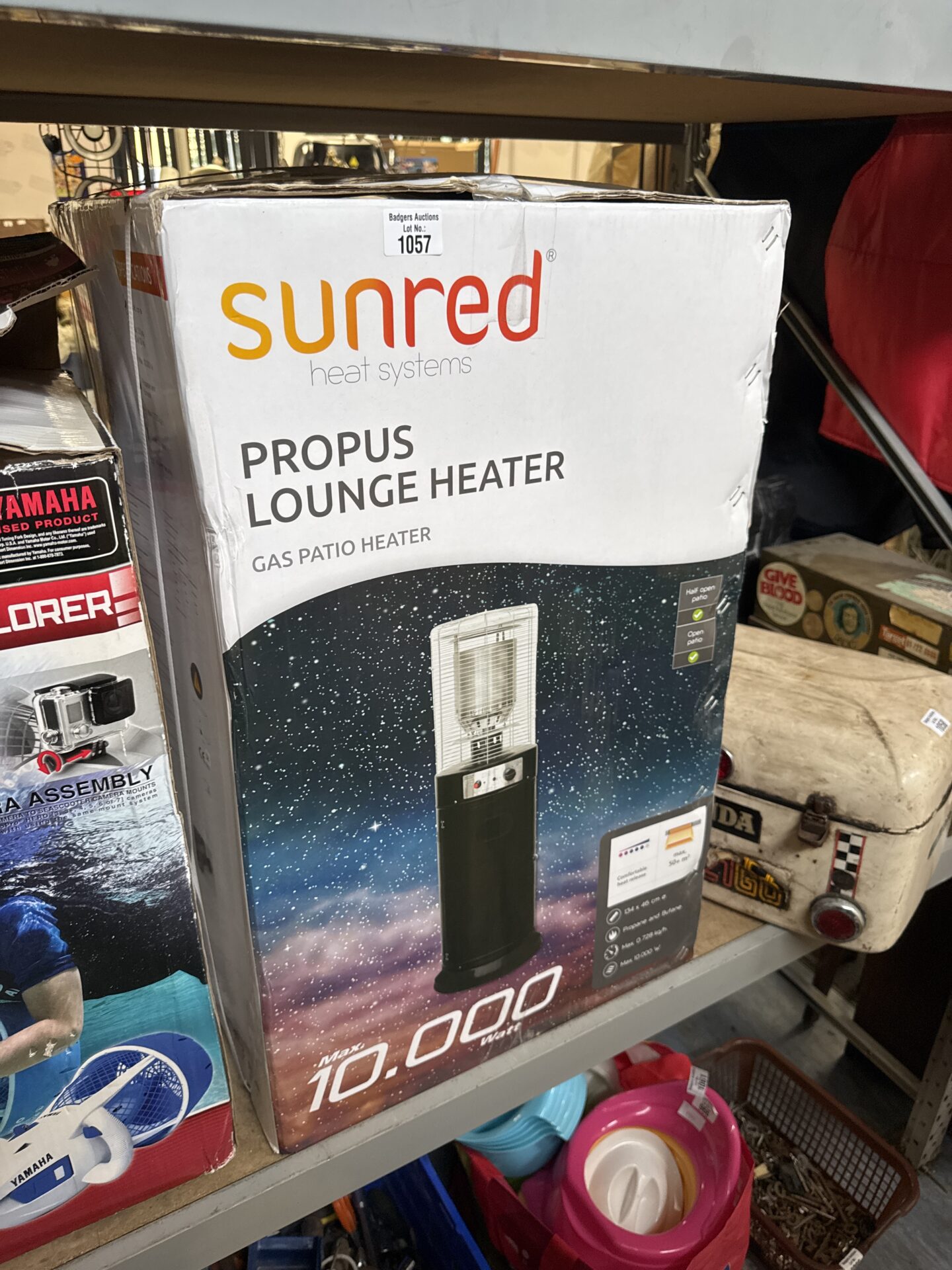 1057 Sunred heat systems gas patio heater – appears new in box