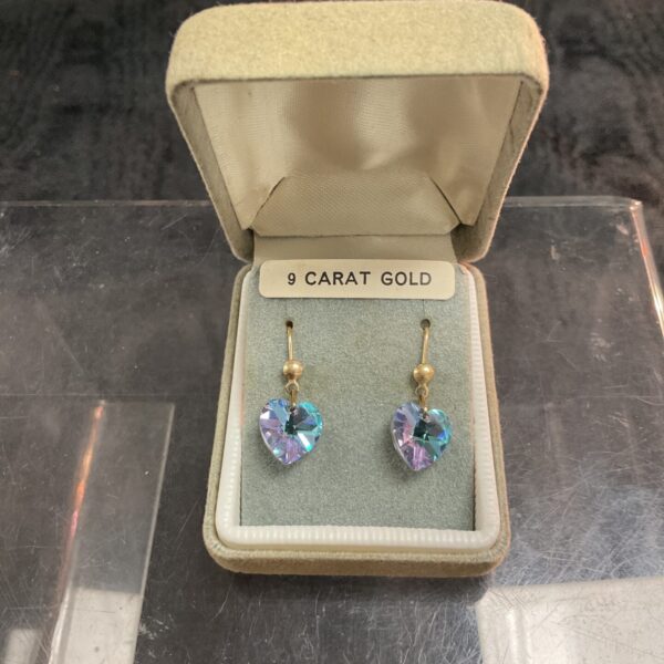 Elegant 9ct gold crystal drop earrings for fashion and style.